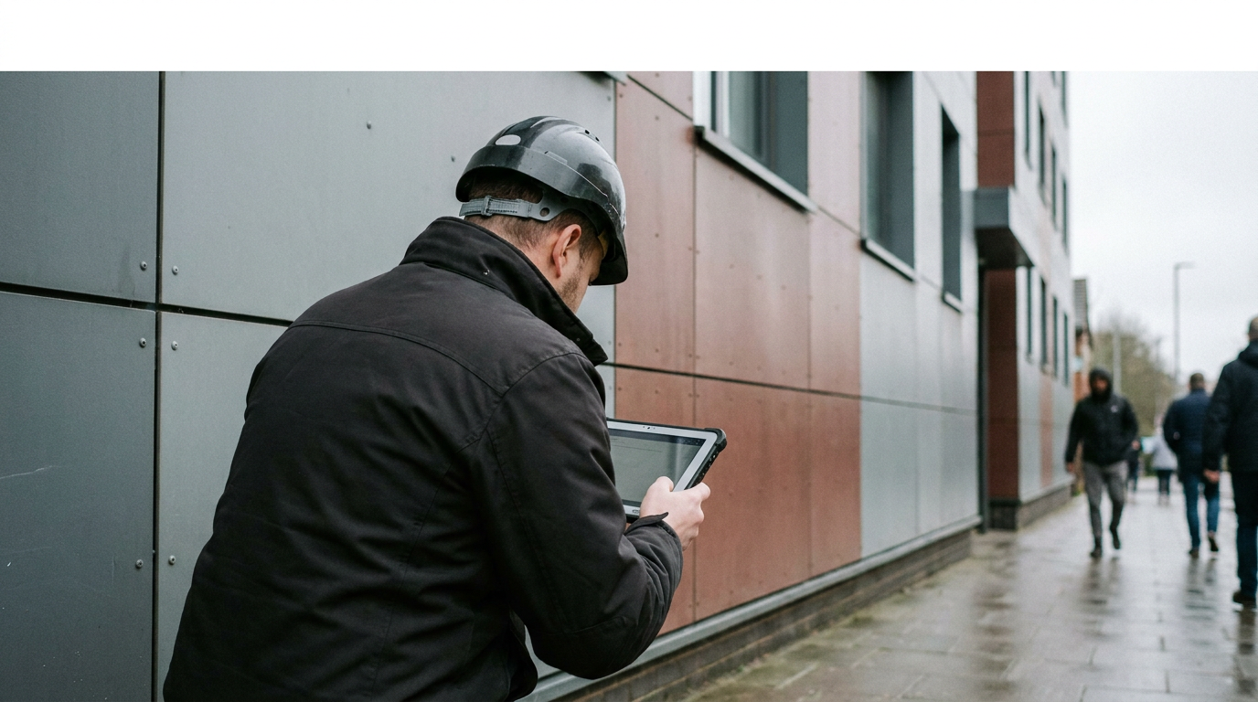 External wall cladding inspection at an existing mid-rise block of flats — PAS 9980